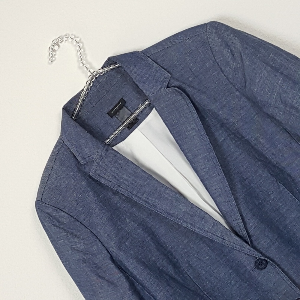 Ann Taylor Loft Chambray Blue Linen Blend Blazer